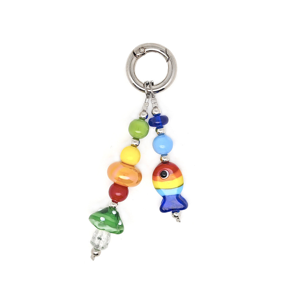 Wholesale Street Dopamine Colorful Beaded Keychain